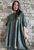 Loom & Thread Embroidered Tiered Smock Dress Washed Moss